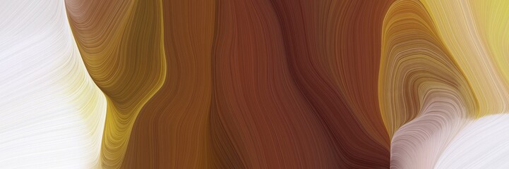 landscape orientation graphic with waves. smooth swirl waves background illustration with light gray, saddle brown and antique white color