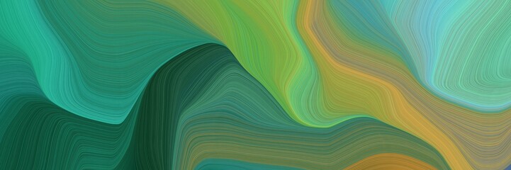 background elegant graphic with sea green, peru and pastel brown color. modern soft curvy waves background illustration