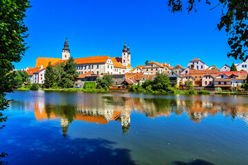 Naklejka na ściany i meble Telc, Czech republic, view from lake