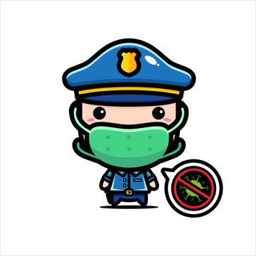 Police Vector Design Wearing A Mask