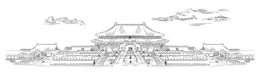 China hand drawing landmark 10