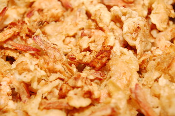 Brown fried shrimp with breadings meal