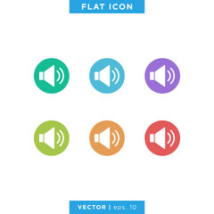 Speaker Audio Sound Icon Vector Logo Design Template.