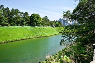 Gate and moat at imperial palace in Tokyo.