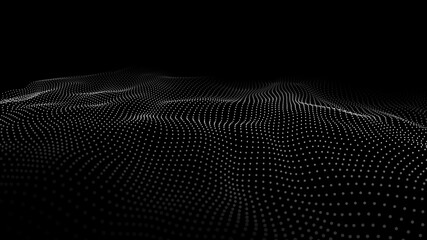 Dinamic wave of dots.  background. 3D futuristic illustration.