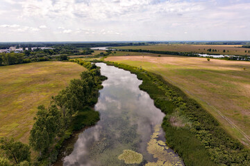 Fototapeta premium Hungary - Csongrad town - around the town the nature, with small lake and an old bridge