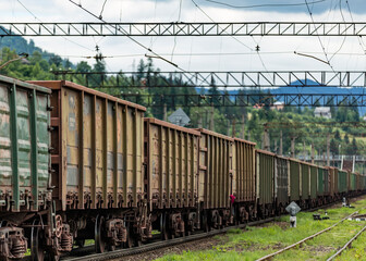 Fototapeta na wymiar freight train on the railway