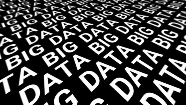 kinetic type composition with words Big Data running on a black screen, looped animation