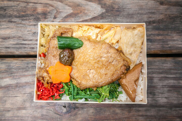 Ah Liang Railway Lunch Box, Rice with pork and vegetable in bento box style