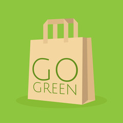 go green shopping bag isolated on white background