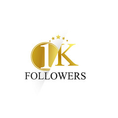 1K,1000 Follower Thank you simple design isolated on white background for social media, internet, website - Vector