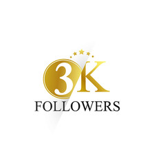 3K,3000 Follower Thank you simple design isolated on white background for social media, internet, website - Vector