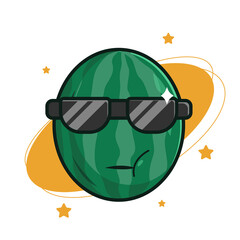 Watermelon using sunglasses logo design template