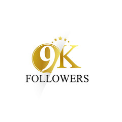 9K,9.000 Follower Thank you simple design isolated on white background for social media, internet, website - Vector