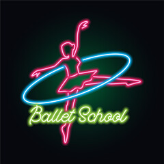 ballet neon sign for ballet school, dance studio. vector illustration  © sultan