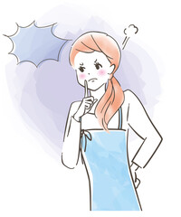 怒って注意する女性/喧嘩する/パステル画/手描きのイラスト