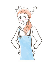 怒って注意する女性/喧嘩する/パステル画/手描きのイラスト