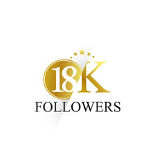 18K,18.000 Follower Thank you simple design isolated on white background for social media, internet, website - Vector