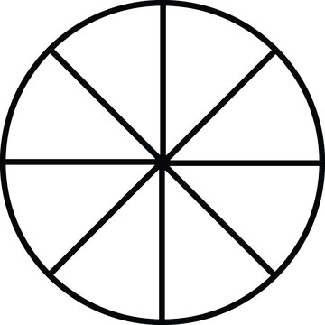 Circle Divided Into 8 Parts Equal Parts, Black Outline