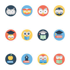 Fototapeta premium Study Flat Rounded Icons Pack 
