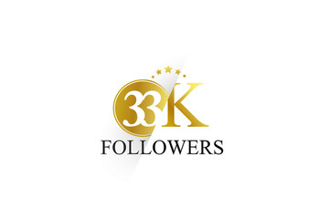 33K,33.000 Follower Thank you simple design isolated on white background for social media, internet, website - Vector