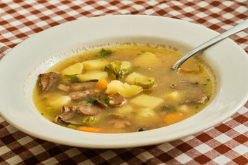 Czech bramboracka soup on plate