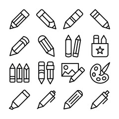 Pack Of Pencils Line Icons Pack