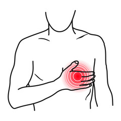 Heart pain icon, angina chest pain symptom