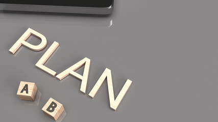 The plan word and a b wood cube for symbol  choose  3d rendering image..