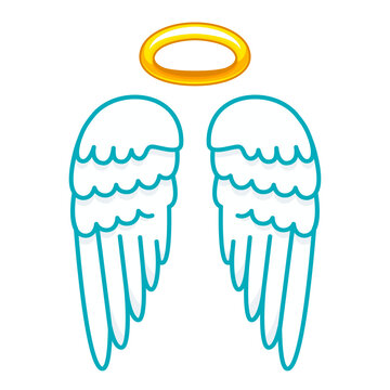 Halo with wings icon, saint or holy person decoration