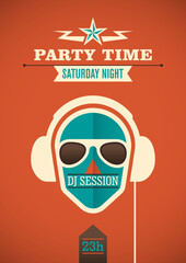 Modern party time poster. Vector illustration.