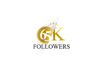 65K,65.000 Follower Thank you simple design isolated on white background for social media, internet, website - Vector