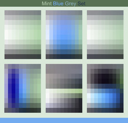 Obraz premium Luxury mint blue grey color palette set design vector illustration. Soft gradient color trends guide scheme. Business and technology industry ideas color design. Color samples for interior collection