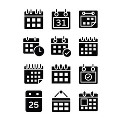 Table Calendar Glyph Vectors Pack 