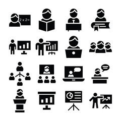 Educational Training Glyph Icons Pack 