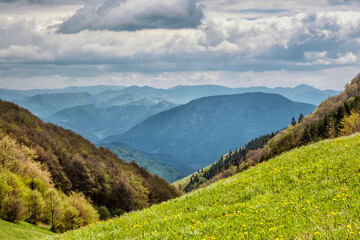 Fototapeta na wymiar Mountain landscape, Little Fatra, Slovakia, springtime scene