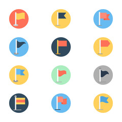 Pack of Flags and Flagpoles Icons