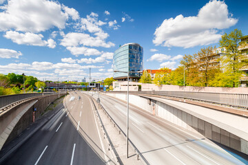 Berlin autobahn with architecture