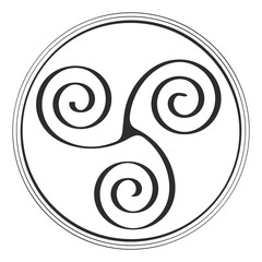 vector monochrome icon with ancient symbol Triskele