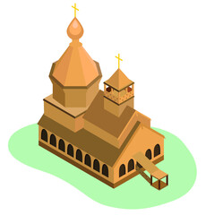Wooden church in the style of Slavic architecture