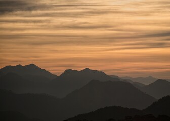 landscape view of sunrise over the mountains