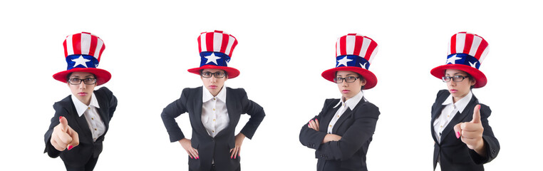 Woman businessman with american symbols