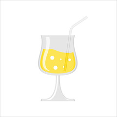 pineapple juice on glass vector illustration, summer drink, for a healthy and natural life. flat color style