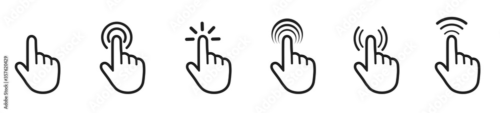 Aufkleber Set of flat cursor icons in hand form – stock vector