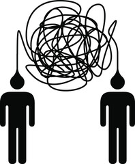 People icons interpersonal connection or rapport - squiggly chaotic messy line.