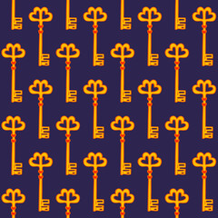 Hand Drawn Doodle Key Seamless Pattern-02