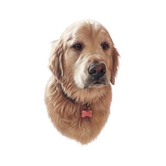 Illustration of cute Labrador Retriever. Head of a Guide dog isolated on white background. Animal art collection: Dogs. Realistic Portrait - Hand Painted Illustration of Pets. Design template.