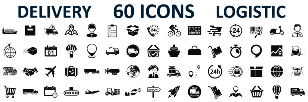 Set logistics icons, delivery, shipping signs – stock vector