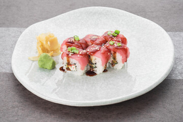Japanese food menu. roll PHILADELPHIA tuna