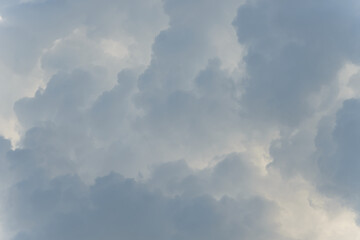 Stormy rain big fluffy clouds. Dark sky. Natural scenic abstract background. Weather changes...